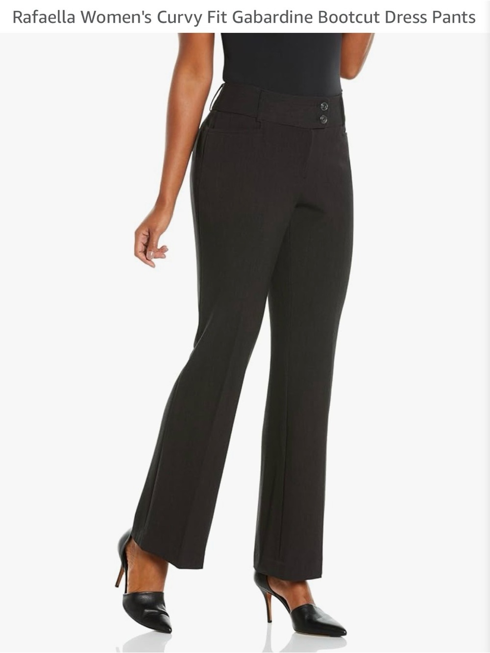 Rafaella Black Bootcut Curvy-Fit Gabardine Pants
